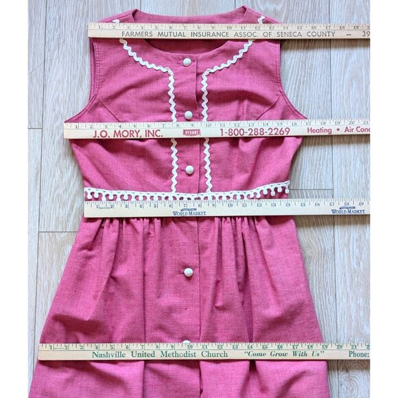 Vintage Sears MCM Button Front Pink Sleeveless Dress At Home Wear Sz 10 USA Made - Picture 8 of 13